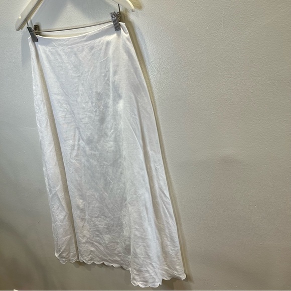 Reformation White 100% Linen Midi Skirt Size 6 Fully Lined Scallop Hem Summer - Picture 6 of 13